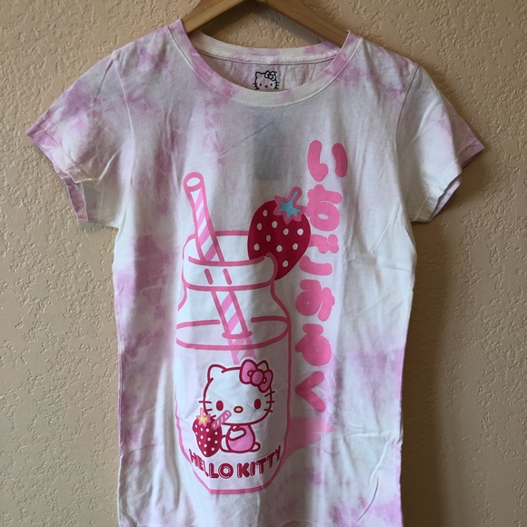 Hello Kitty Strawberry Milk Tie-Dye Girls T-Shirt and Plush 11 inches - Picture 6 of 8
